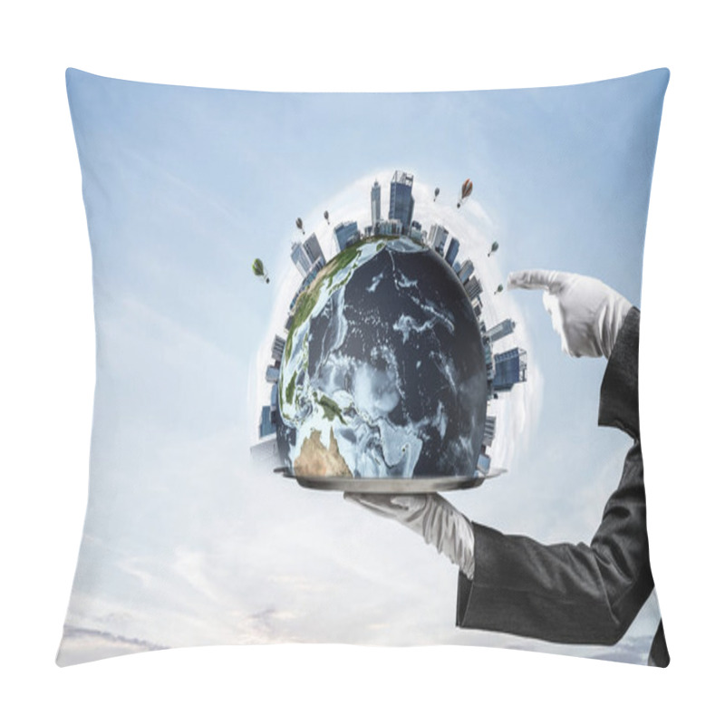 Personality  Cropped Image Of Waitress's Hand  Pillow Covers