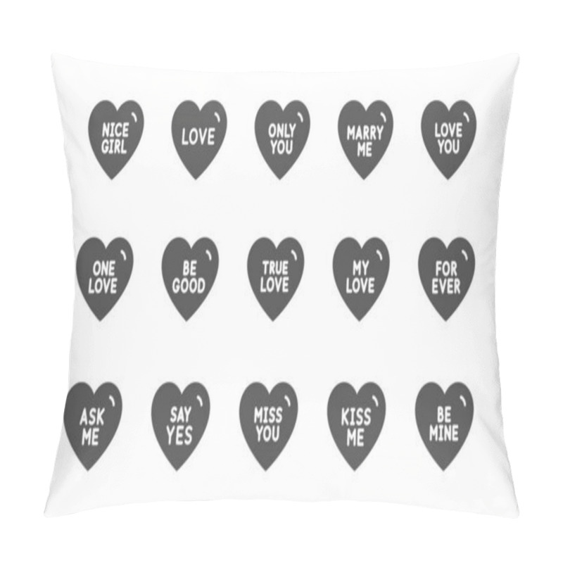 Personality  Sweet Heart Icons. Sweetheart For Valentines Day, Love Heart. Classic Set. Vector Pillow Covers