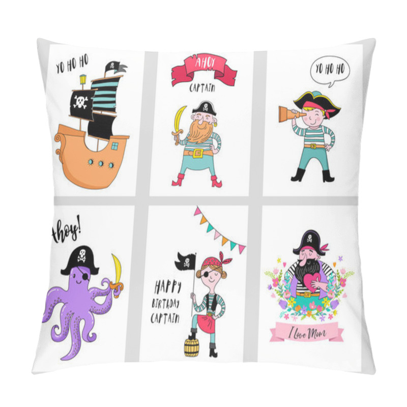 Personality  Pirate Collection Of Hand Drawn Characters And Icons Pillow Covers