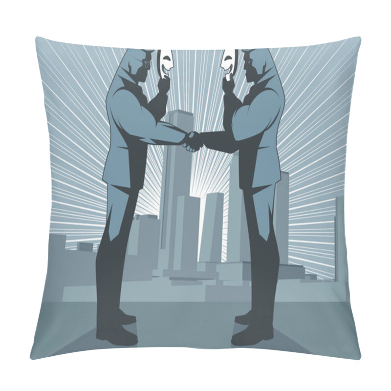 Personality  Hypocritical Handshake Of Businessmen Pillow Covers