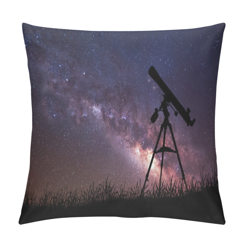 Personality  Infinite Space Background With Silhouette Of Telescope. This Image Elements Furnished By NASA. Pillow Covers