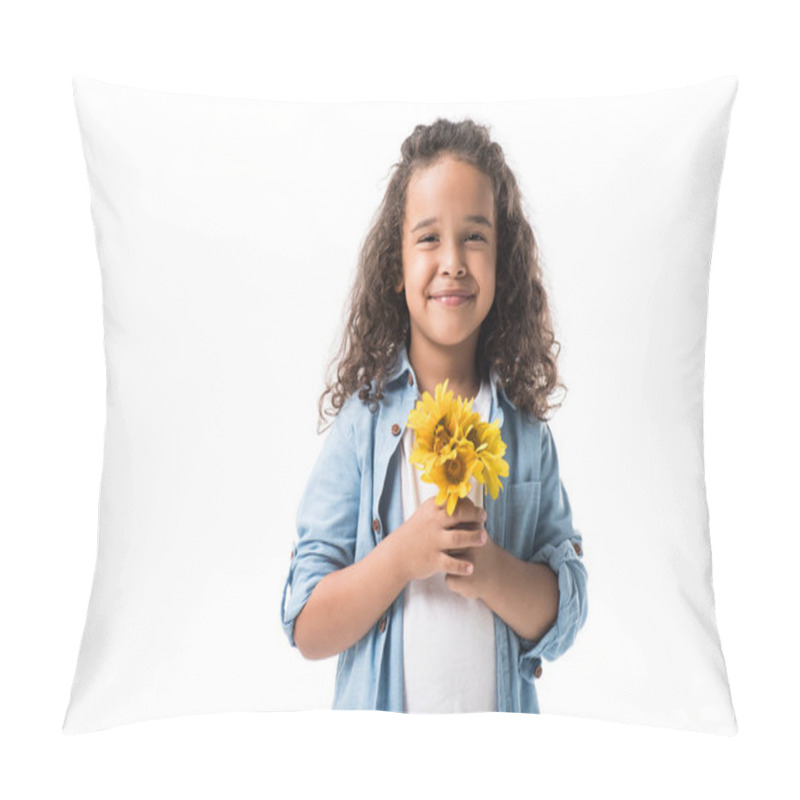 Personality  African American Girl With Flowers Pillow Covers