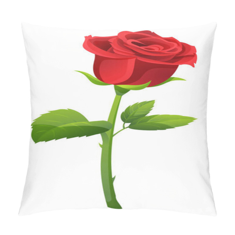 Personality  Single Red Rose Vector Illustration Isolated On White Background Pillow Covers