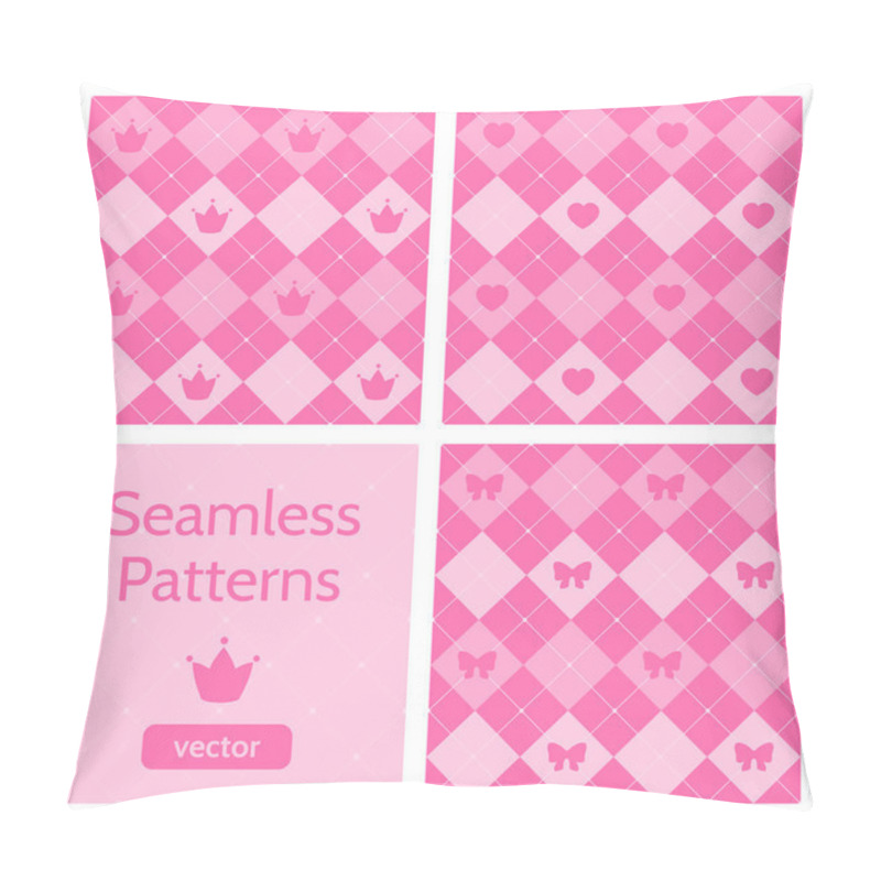 Personality  Set Of Cute Pink Girlish Seamless Patterns. Pillow Covers