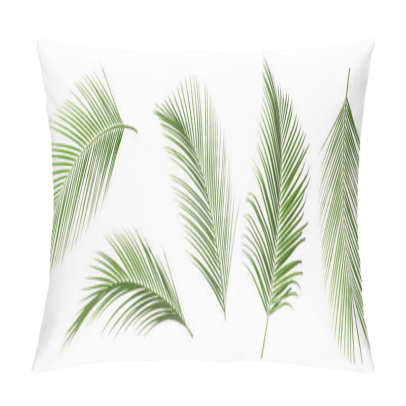 Personality  Set Of Tropical Leaves On White Background Pillow Covers