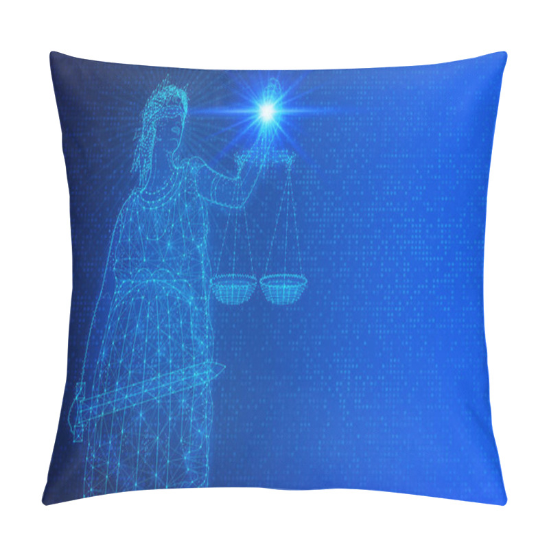 Personality  Cyberlaw And Information Technology Law - Digital Lady Justice On Abstract Technology Background - Conceptual Illustration Pillow Covers