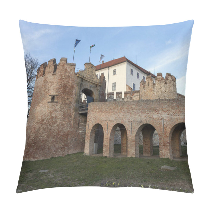 Personality  The Medieval Castle Of Siklos On A Sunny Winter Day. Pillow Covers