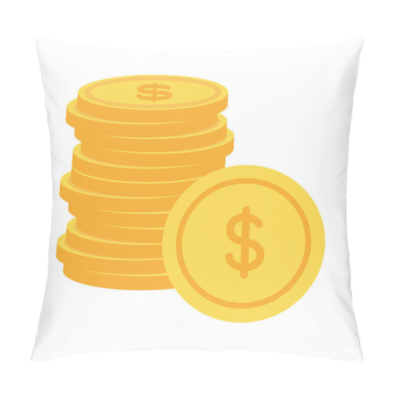 Personality  Coins Money Cash Stacked On White Background Vector Pillow Covers