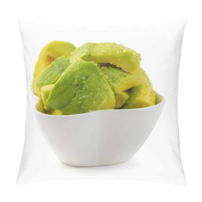 Personality  Ripe Avocado And Avocado Slices Isolated On White Background Pillow Covers