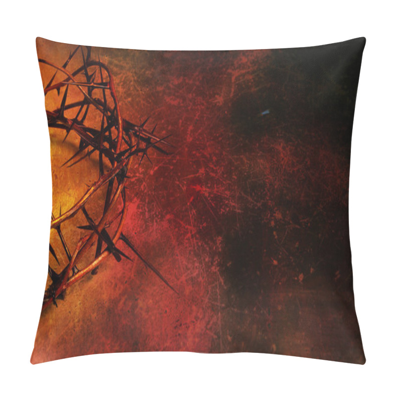 Personality  Crown Of Thorns On Dark Red Grunge Background Pillow Covers