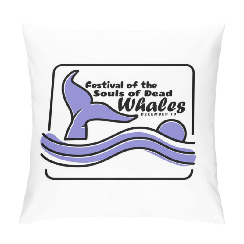 Personality  Festival For The Souls Of Dead Whales To Celebrate On December 10th. Illustration Of A Whale's Tail Fin In The Sea At Sunset. Pillow Covers