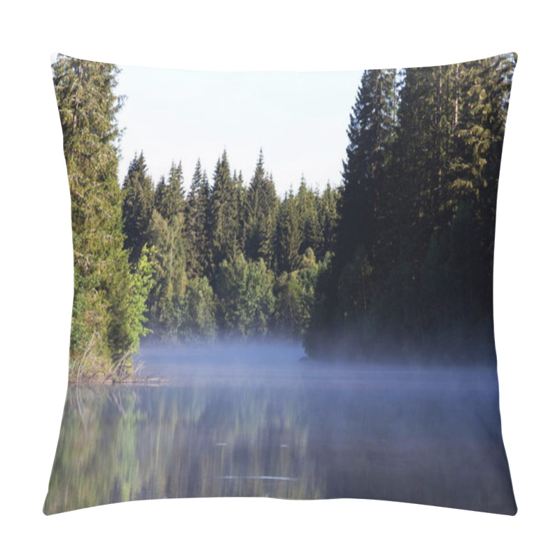 Personality  Morning Haze Over Surface Of The Pohorsky Pond Know As Jiricka Reservoir Near Pohorska Ves, Novohradske Mountains, Cesky Krumlov District, South Bohemian Region, Czech Repubic, Sunny Summer Day Pillow Covers