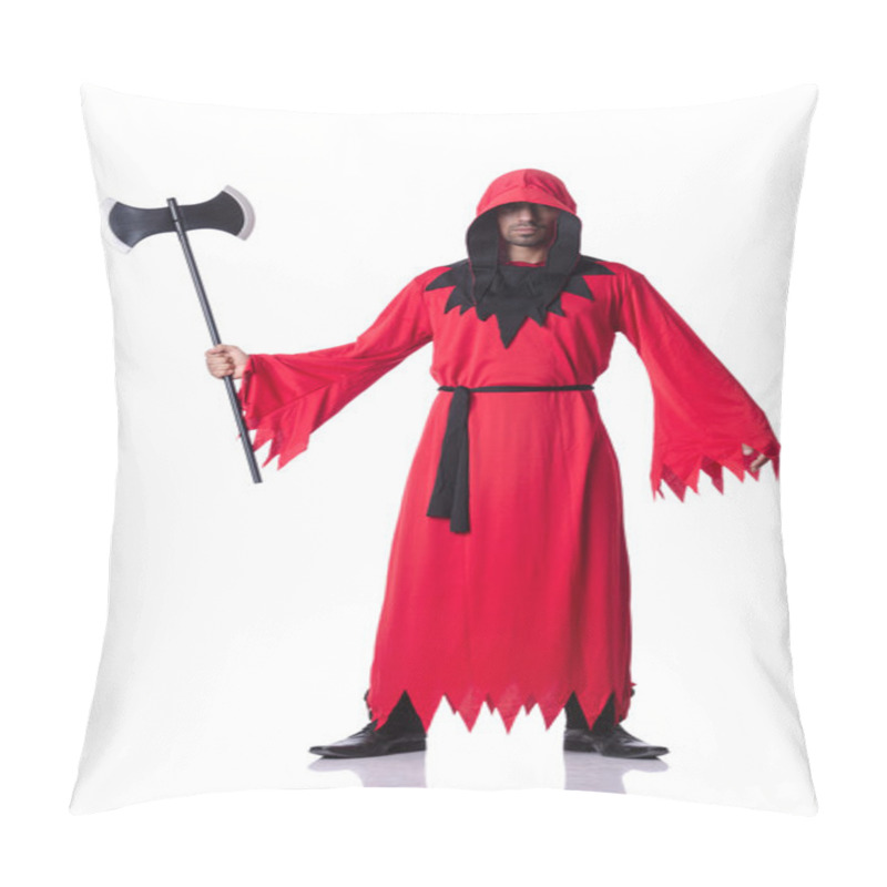 Personality  Executioner In Red Costume With Axe On White Pillow Covers