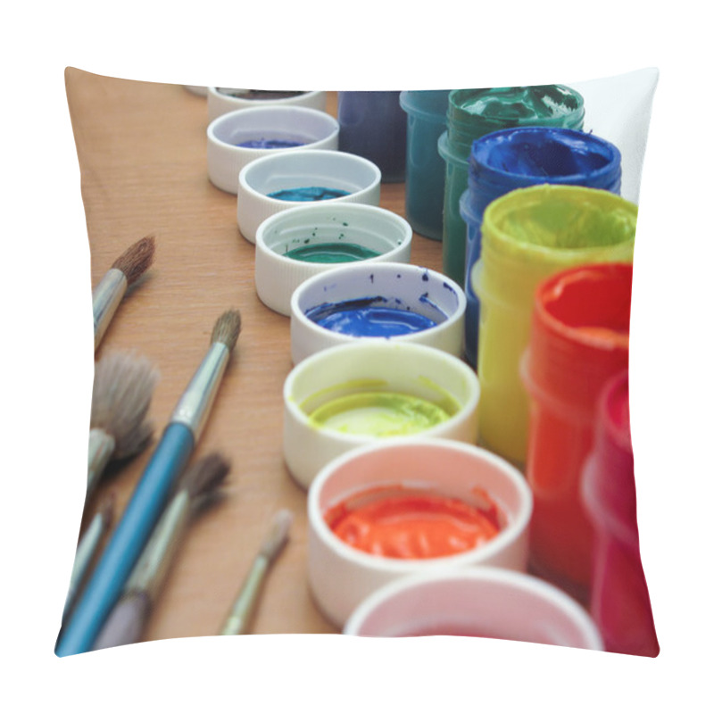 Personality  Brushes And Paints On Table Pillow Covers