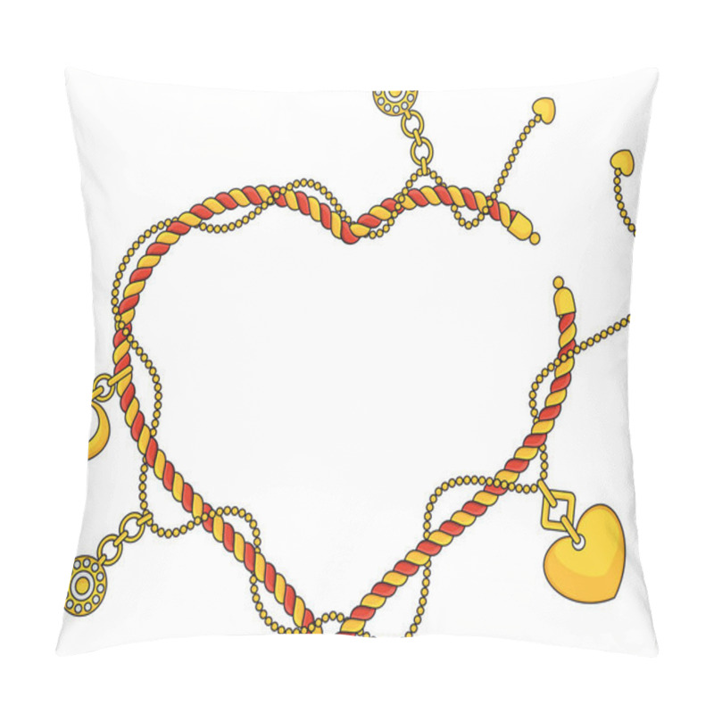 Personality  Heart Shape Frame As Trendy Braselet With Chains, Pendants, Straps And Ropes Pillow Covers