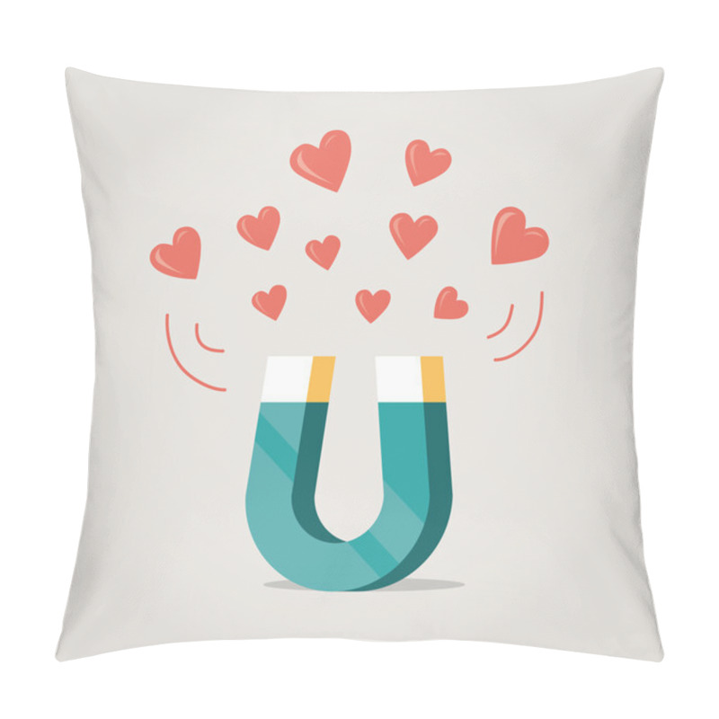 Personality  Abstract Magnet Attracting Love Hearts. Concept For Love At First Sight, Mutual Love. Pillow Covers