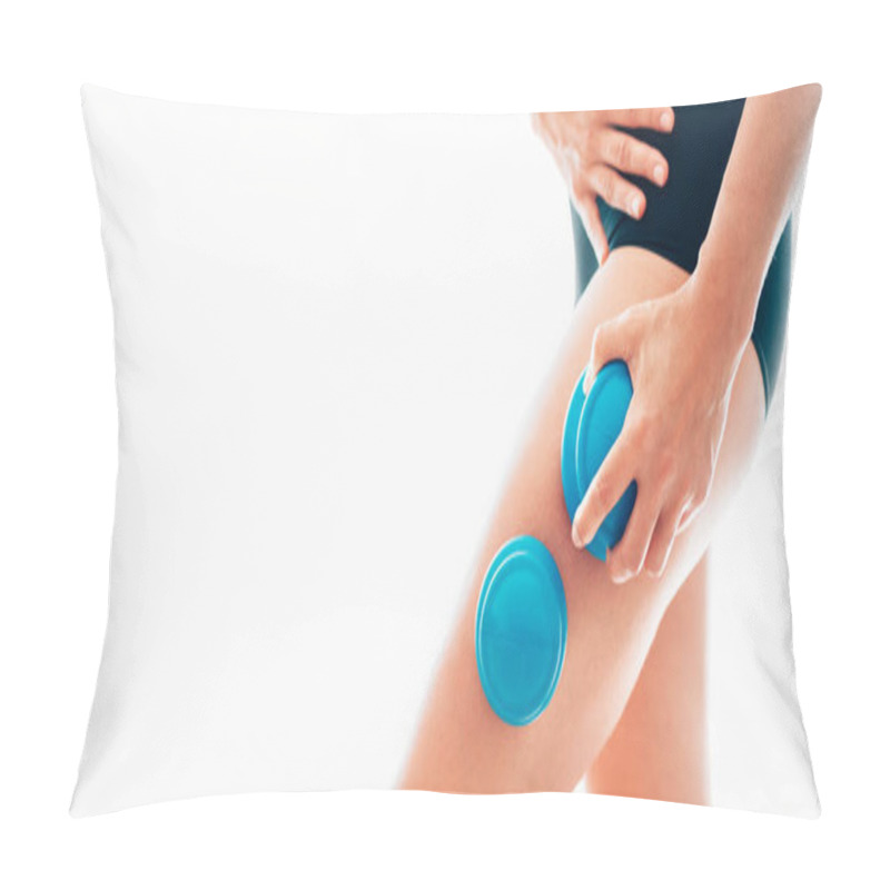 Personality  Female Making Massage Using A Silicone Cup For Vacuum Cupping Anti-cellulite Massage Therapy Pillow Covers