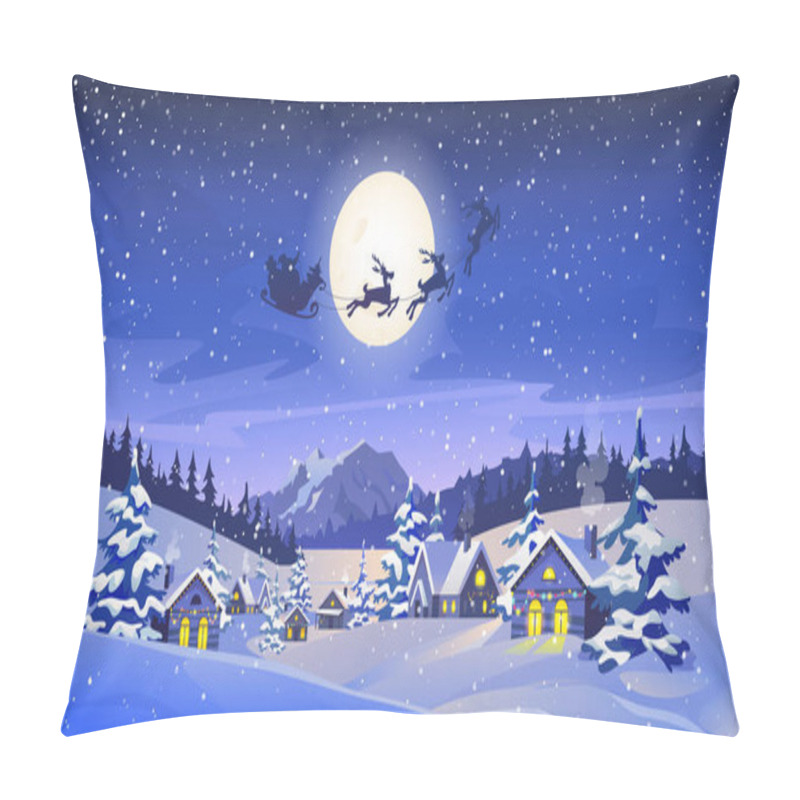 Personality  Christmas Eve Scenery, Reindeers Flying In Sky Pillow Covers