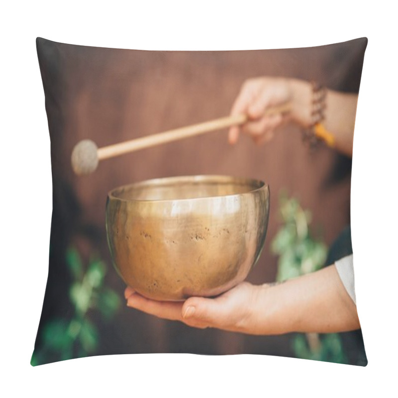 Personality  Woman Hands Holding Tibetan Singing Bowl Pillow Covers