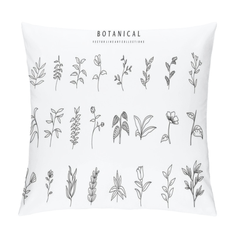 Personality  Botanical Arts. Hand Drawn Continuous Line Drawing Of Abstract Flower, Floral, Rose, Tropical Leaves, Spring And Autumn Leaf, Bouquet Of Olives. Vector Illustration. Pillow Covers