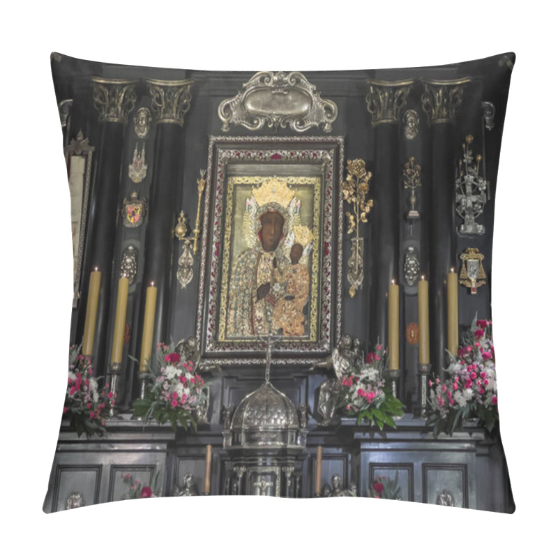 Personality  Czestochowa, Poland, August 23, 2022: Jasna Gora Monastery: Chapel And Wonderful Image Of The Black Madonna Of Czestochowa (Our Lady Of Czestochowa) Pillow Covers