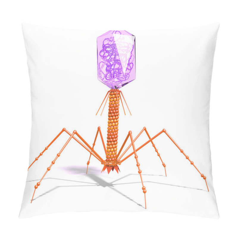 Personality  Bacteriophage With DNA. Scientifically Accurate 3D Illustration Pillow Covers