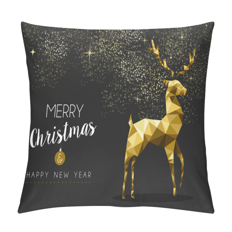 Personality  Merry Christmas Happy New Year Gold Deer Origami Pillow Covers