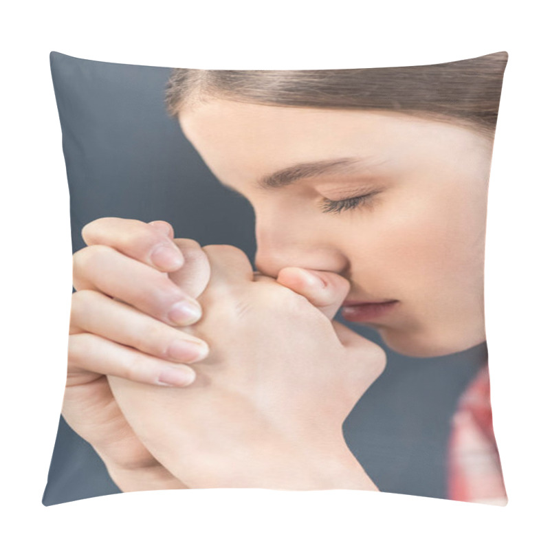 Personality  Pensive Caucasian Teenage Girl Pillow Covers