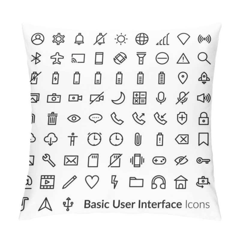 Personality  Line User Interface Icons. Outline Basic UI Icon Set Pillow Covers