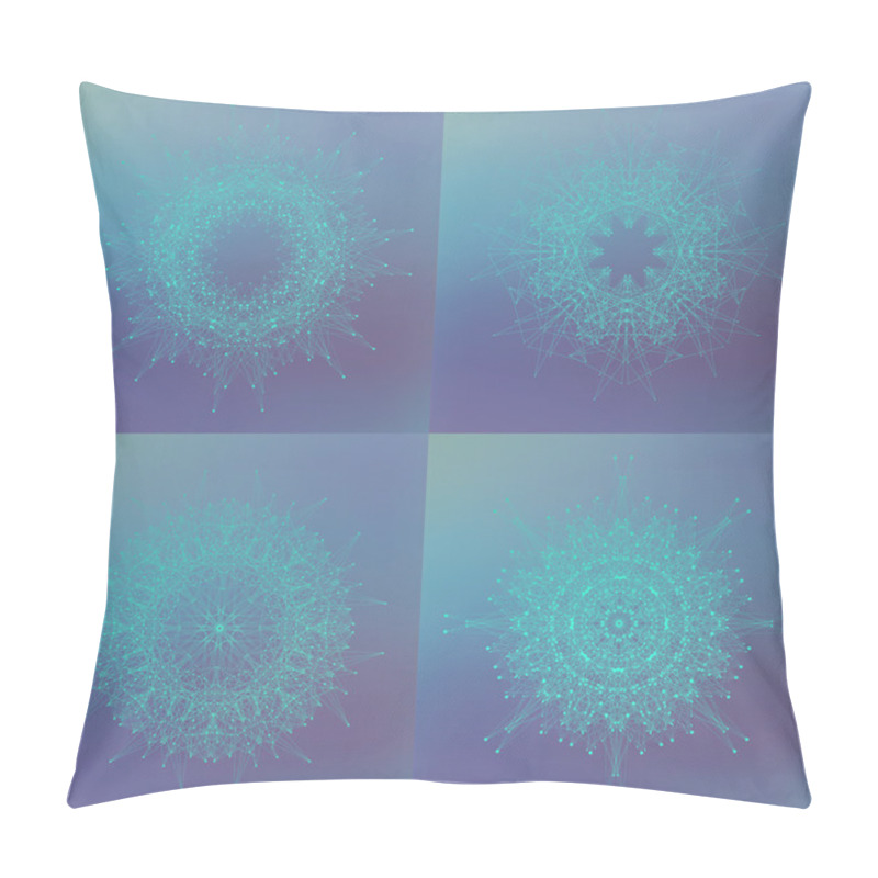 Personality  Set Of Geometric Abstract Form With Connected Lines And Dots. Vector Illustration Pillow Covers