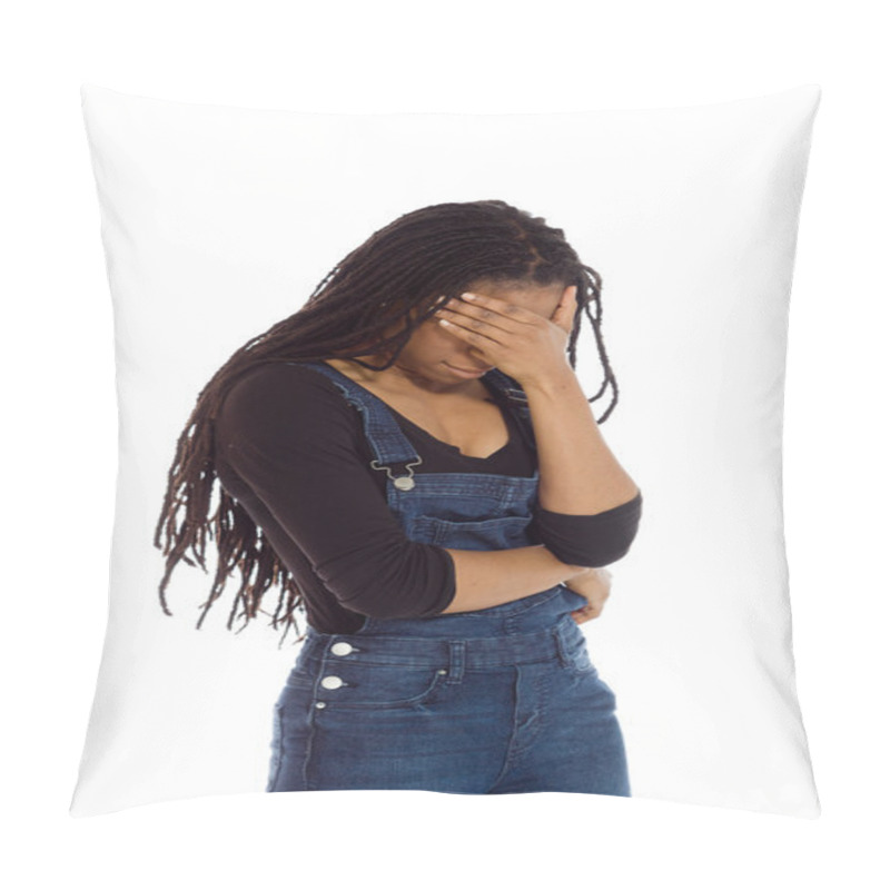 Personality  Model Hiding Face Because Of Shame Pillow Covers