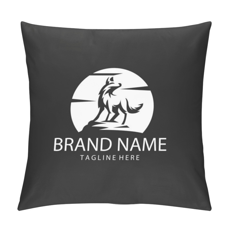 Personality  Wolf Roars Super Moon Logo Design Vector Pillow Covers