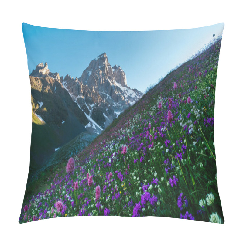 Personality  Mountain Landscape At Dawn Mount Ushba In Georgia Pillow Covers