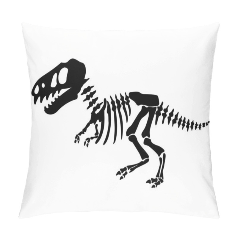 Personality  Dinosaur Skeleton. Vector Silhouette Of A Dinosaur Skeleton. Print For T-shirts, Textiles, Wrapping Papers, Webb. Drawn Vector Illustration Pillow Covers