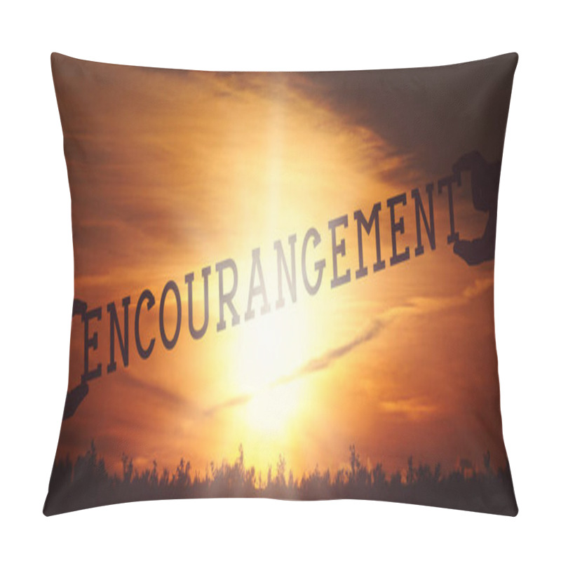 Personality  Encuragement - Human Hands Holding Black Silhouette Word Pillow Covers