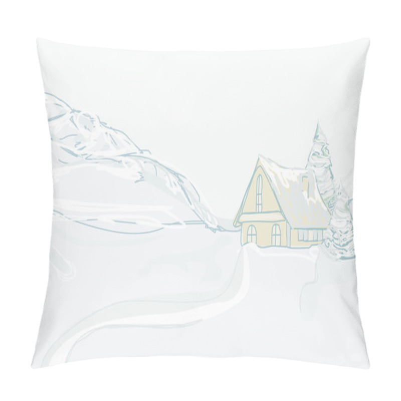 Personality  Christmas Card With Winter House Pillow Covers