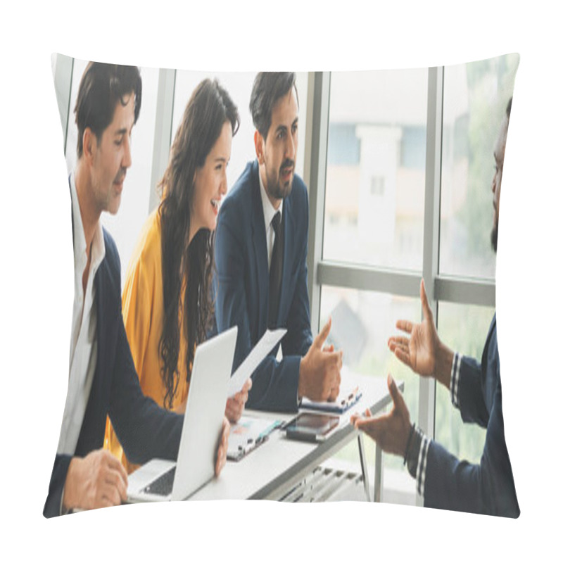 Personality  Diversity Recruiters Interview Candidate At The Bright Office. A Group Of Human Resources Professionals Explaining An Applicant For A New Position. Asking Interviewee A Question. Intellectual. Pillow Covers