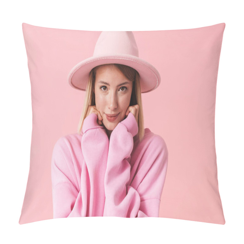 Personality  Portrait Of A Lovely Young Blonde Short Haired Woman Pillow Covers