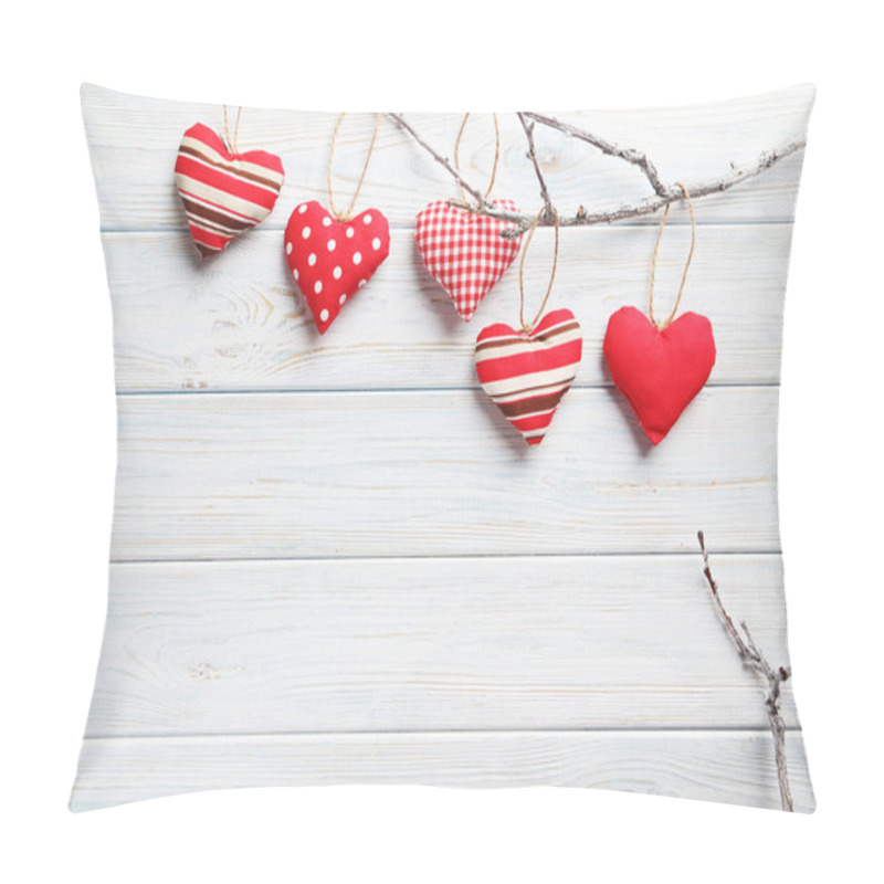 Personality  Love Hearts Hanging On A Tree Branch Pillow Covers