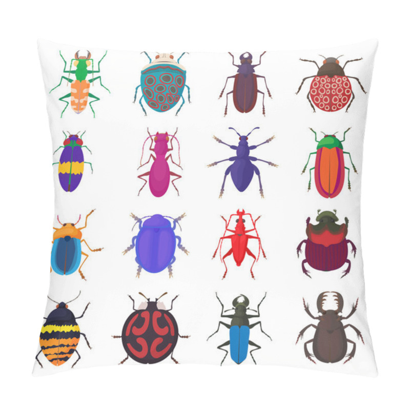 Personality  Insect Bug Icons Set, Cartoon Style Pillow Covers