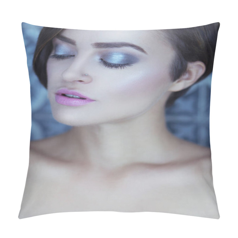 Personality  Closeup Face Of Beautiful Girl Pillow Covers