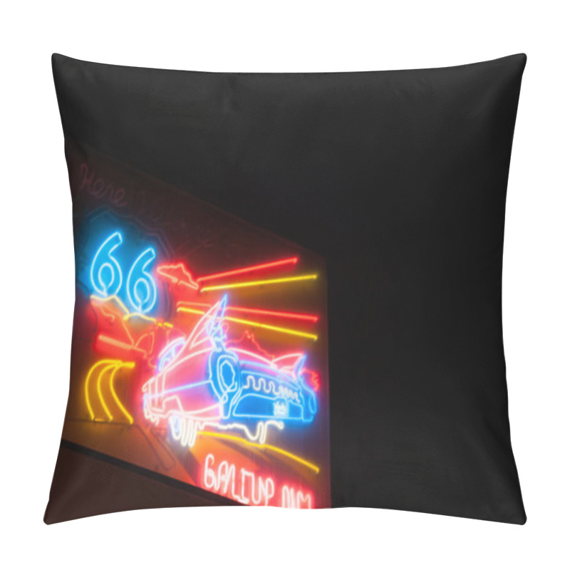 Personality  Retro Neon Sign Route 66 Gallup New Mexico Route 66. Pillow Covers