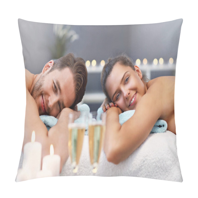 Personality  Adult Happy Couple Relaxing In Spa Salon Pillow Covers