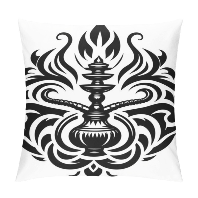 Personality  Elegant Hookah With Floral Patterns In Minimalist Stencil Design Pillow Covers