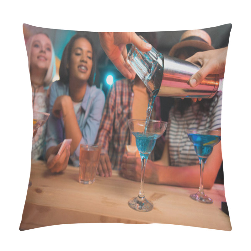 Personality  Barman Making Cocktail For Friends Pillow Covers