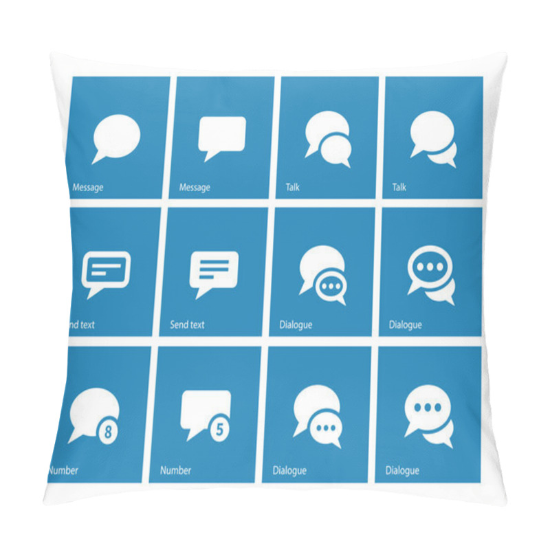 Personality  Message Bubble Icons On Blue Background. Pillow Covers