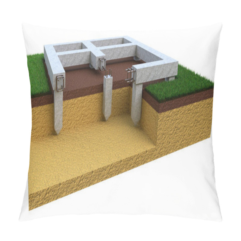 Personality  Pier And Beam Foundation, Isolated Industrial 3D Illustration Pillow Covers