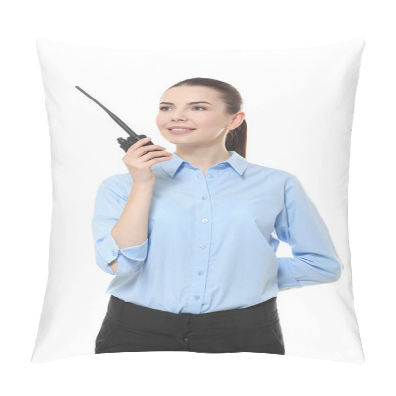 Personality  Beautiful Security Guard On White Background Pillow Covers