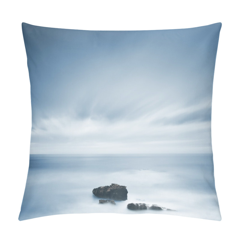 Personality  Dark Rocks In A Blue Ocean Under Cloudy Sky In A Bad Weather. Pillow Covers