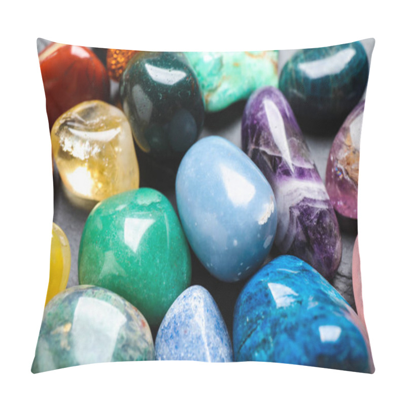 Personality  Different Precious Gemstones As Background, Closeup View Pillow Covers